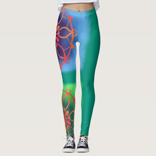 Legging Totalmente Ocean Zen Emerald Green Mandala (Frente)