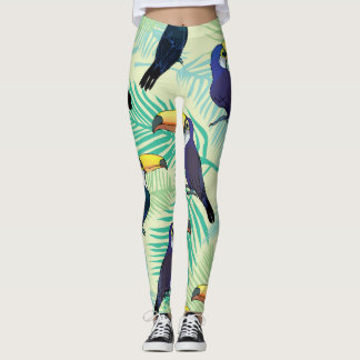 Legging Toucan Vintage, Ilustração Colorida.