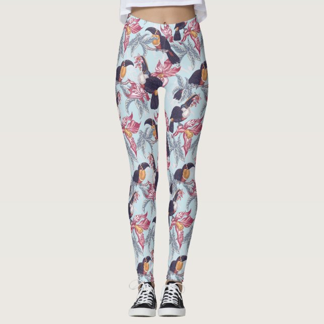Legging Toucanos com flores exóticas (Frente)