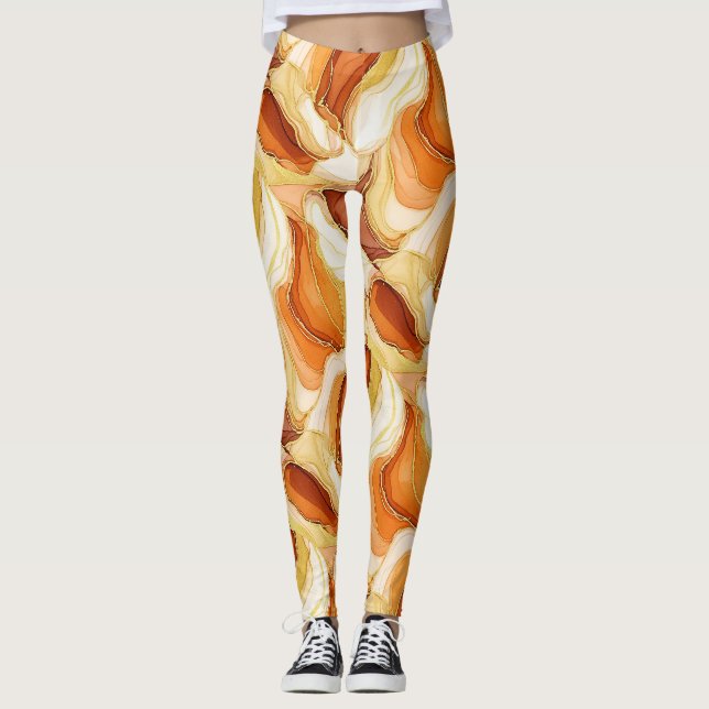 Legging Toupe Ouro Fluid Marble Pedra Abstrato (Frente)