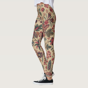 Legging Trabalho de Agulha Antigo Floral para Móveis