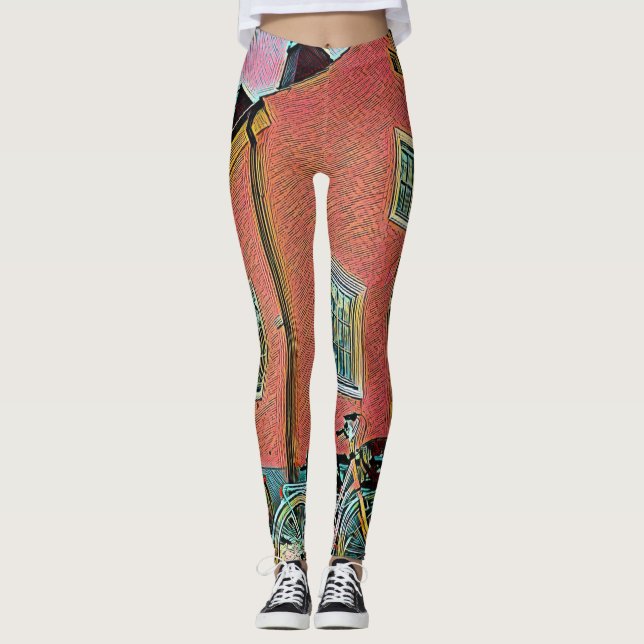 Legging Trabalho de arte de bicicleta retroativa (Frente)