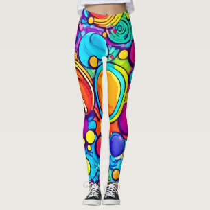 Legging Trabalho de arte de bolhas de Abstrato vibrantes