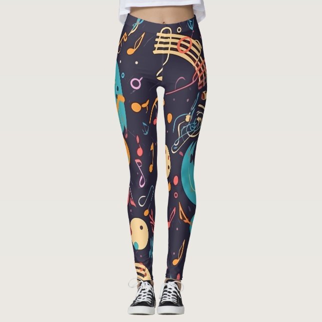 Legging Trabalho de arte de inspiração melódica vibrante (Frente)