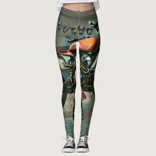 Legging trabalho de arte de motocicleta vintage
