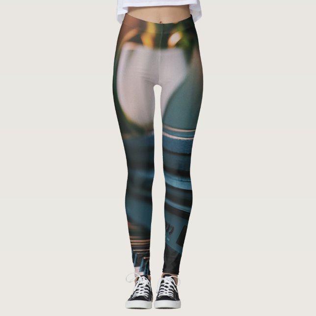 Legging Trabalho de arte de Piano Bonito (Frente)