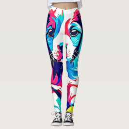 Legging Trabalho de arte de puppy colorida