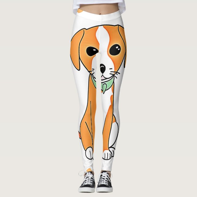 Legging Trabalho de arte de queda de puppy (Frente)