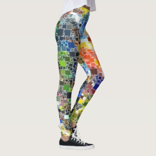 Legging Trabalho de arte Festivo Flutuante Colorido