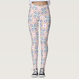 Legging Trabalho de Costura Geométrico Boho Floral Sem Cos