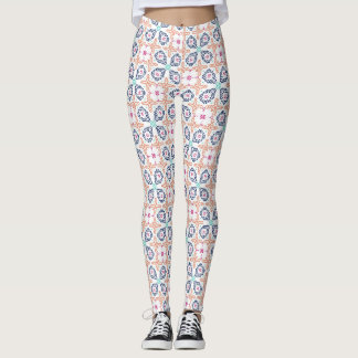 Legging Trabalho de Costura Geométrico Boho Floral Sem Cos
