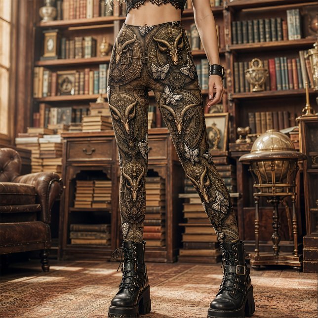 Legging Traça Baphomet Gótico Bronze e Barroco Marrom (Criador carregado)