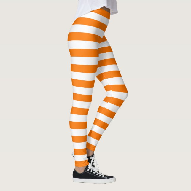 Legging Traço Branco Laranja Halloween, Roupa de Bruxa (Direita)