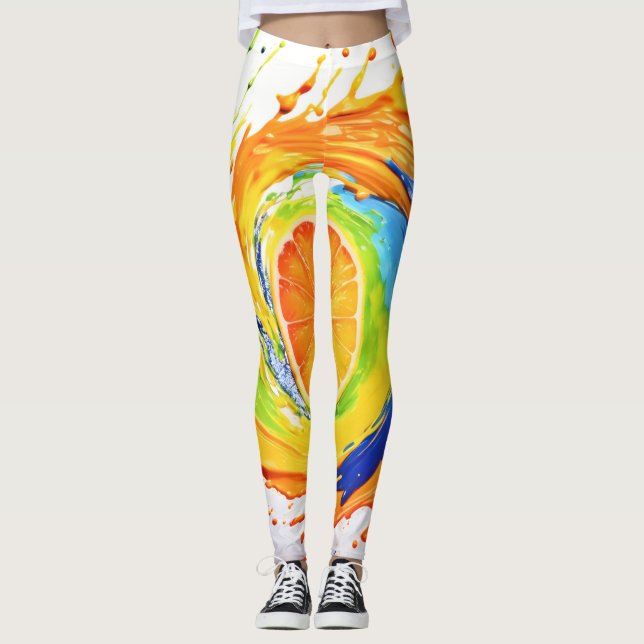 Legging Traço de Citros do Design de Cor (Frente)