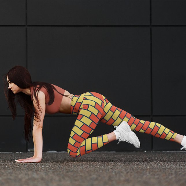 Legging Traço de Grelha Amarelo-Cinto Laranja (Criador carregado)