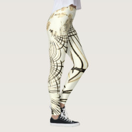 Legging Traços curvos castanho-castanho-rosado, fundo clar