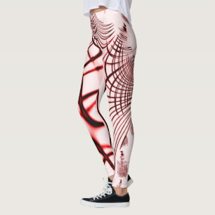 Legging Traços curvos vermelhos cruzados sobre fundo leve