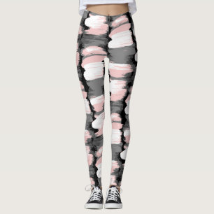 Legging Traços de pincel, decoração cor-de-rosa-cinza.