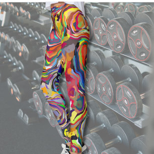Legging Traços de Pintura Abstrata em Cores Vibrantes