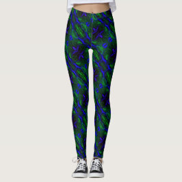 Legging Traços e formas azul muito escuras verdes