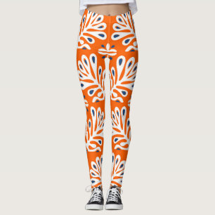 Legging Tradição escandinava: Mosaico Floral Étnico.