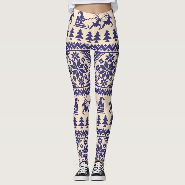 Legging Tradição Nórdica: Design de Padrão Invisível (Frente)