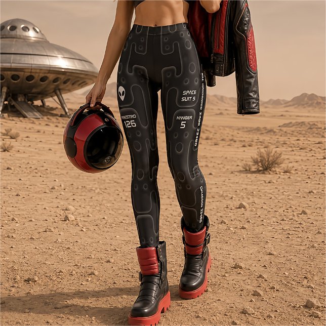 Legging Traje de Astronauta Preto para Exploração Espacial (Criador carregado)