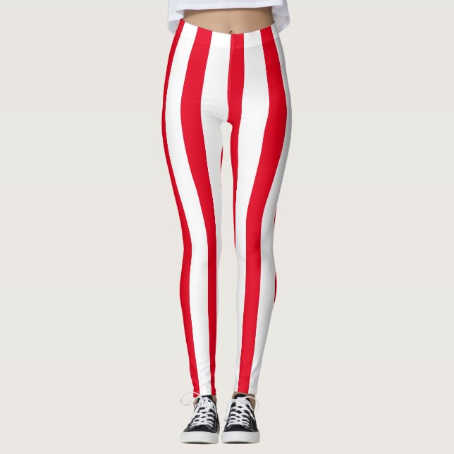 Legging Traje Vertical Vermelho e Branco do Halloween (Frente)