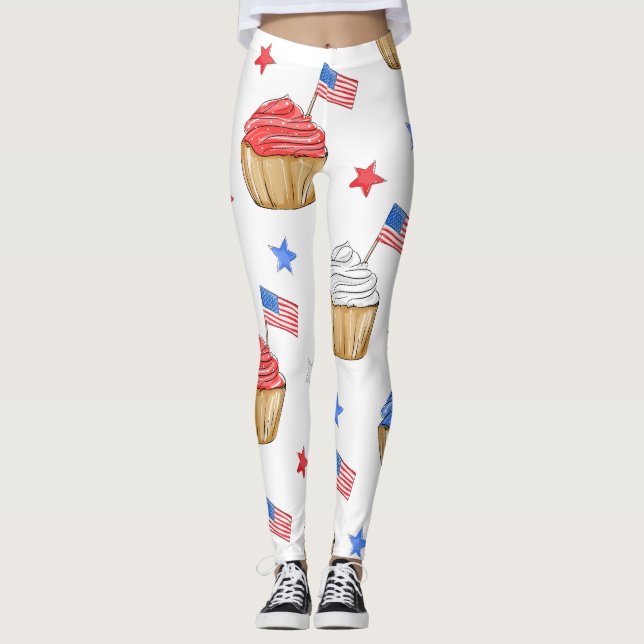 Legging Trajeto em estrela do Cupcake Azul Vermelho Patrió (Frente)