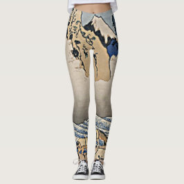 Legging Trás da montanha Fuji do rio Minobu Hokusai