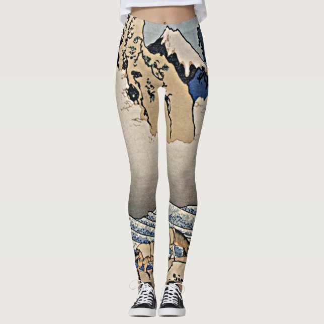 Legging Trás da montanha Fuji do rio Minobu Hokusai (Frente)