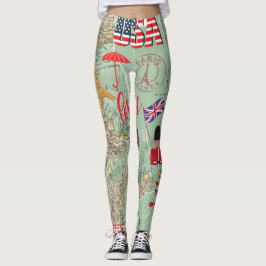 Legging Traveler lover design World mapeia estados unidos