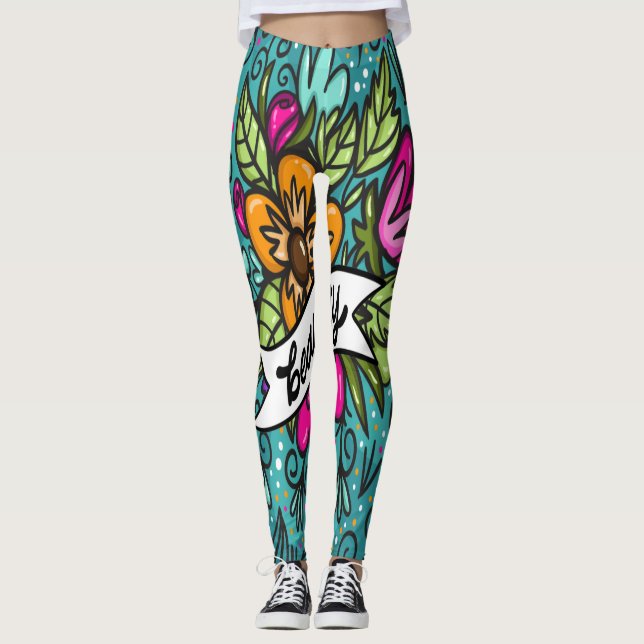 Legging Travesseiro Decorativo Beleza com Flores (Frente)