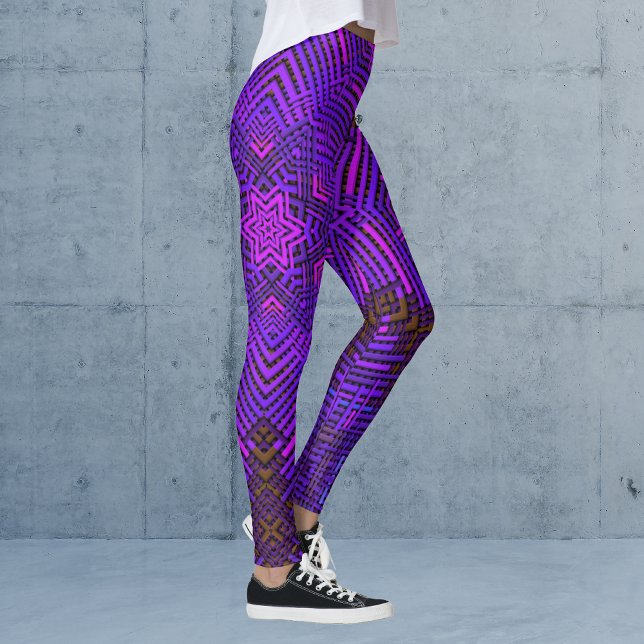 Legging Tremor de mandala rosa e roxo (Criador carregado)