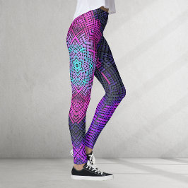 Legging Tremor de mandala rosa púrpura e azul