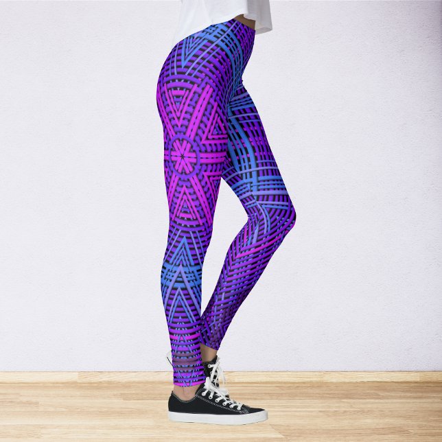 Legging Tremor de mandala roxa rosa e azul (Criador carregado)