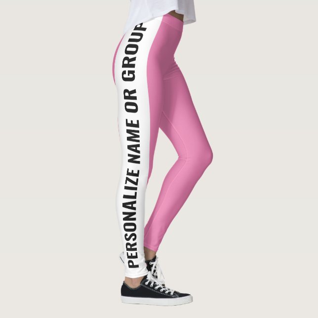 Legging Trendência Branca E Rosa Personalizada (Direita)