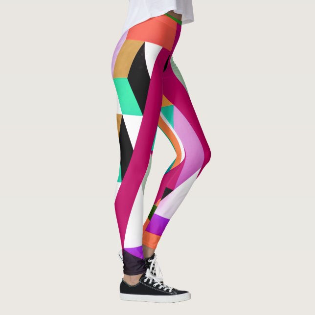 Legging Trendência Colorida de Arte Geométrica Bloqueada B (Direita)