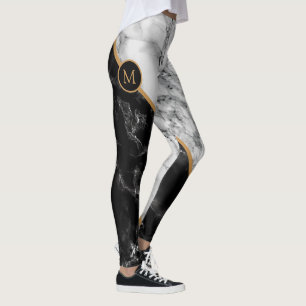 Legging Trendent Black & White Marble Stone - Adicionar su