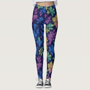Legging Trendy Black Colorful deixa padrão botânico