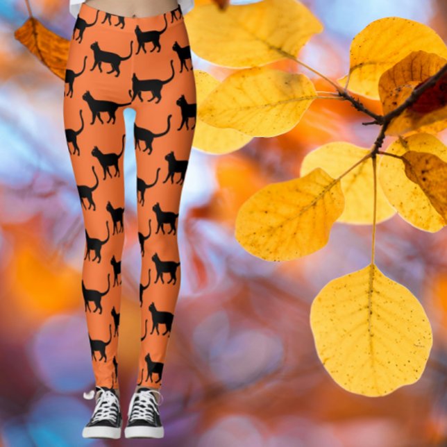Legging Trendy Black Orange Crazy Mulher Gato Louca (Feeling Catty?)