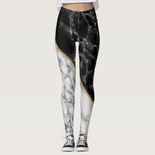 Legging Trendy Black & White Marble Stone