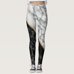 Legging Trendy Black & White Marble Stone - Único