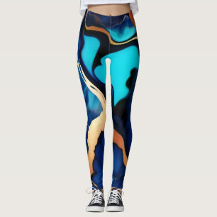 Legging Trendy Blue Dourado mármore azul amarelo