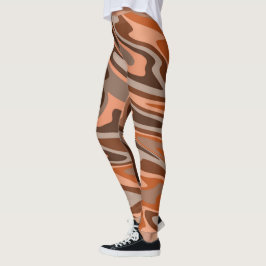 Legging Trendy boho Abstrato cor de laranja castanho