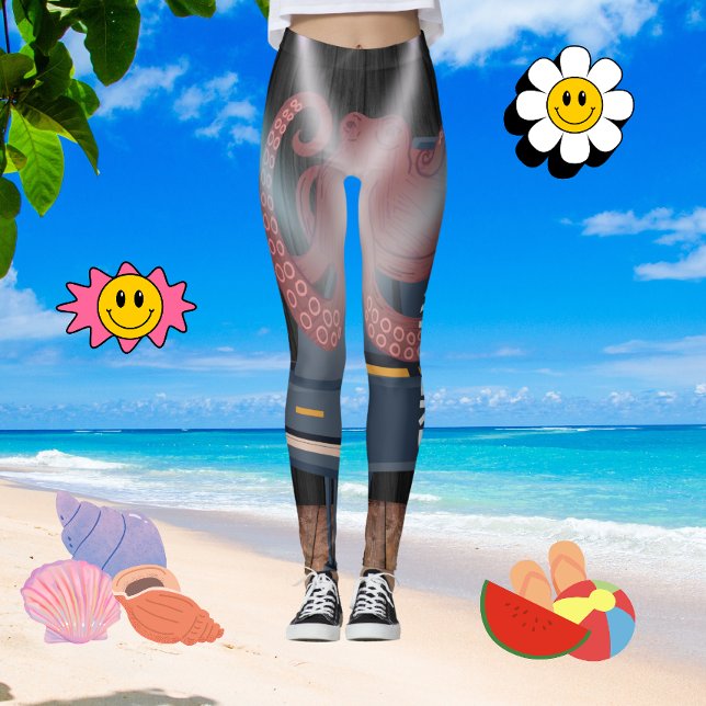 Legging Trendy Brown Octopus Tentáculos Exercícios Mulhere (Criador carregado)