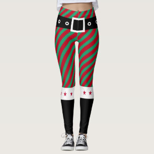 Legging Trendy Christmas Green Stripes Candy Candy Elf