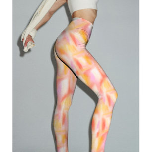Legging Trendy Fashion Modern Rosa claro Amarelo Tie Dye