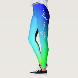 Legging Trendy Legal Blue Ombre Gradient Name Typo