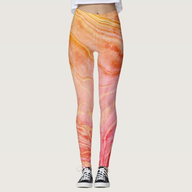 Legging Trendy moderno mármore de laranja-quico (Frente)